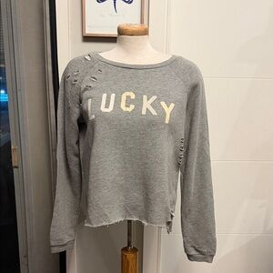 Gray Distressed Lucky Sweatshirt